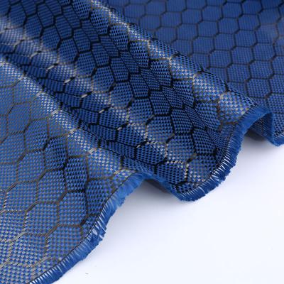 China 3K 1500D hexagonal football pattern carbon fiber cloth various specifications color jacquard carbon fiber fabric for sale
