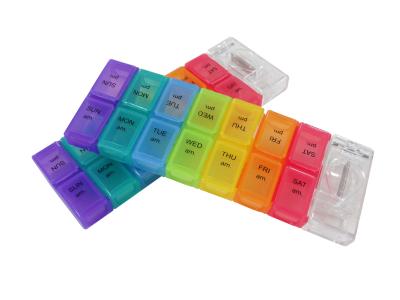 China Weekly 7 Days Pill Organizer AM/PM Detachable Pill Box With Cutter for sale