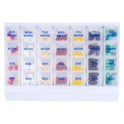 China Monthly Am Pm Pill Organizer Box For 7 Days 28 Compartments Pill Packaging Box for sale
