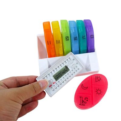 China Colorful Weekly Pill Box Organizer Detachable Pill Cases 4 Large Compartmemts In A Tray for sale