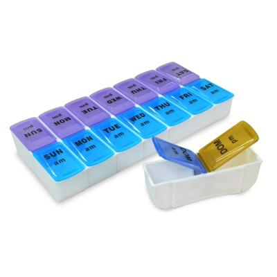 China 7 Day AM/PM Pill Box Organizer 2 Times A Day Smart Medicine Reminder Box 14 Compartments for sale