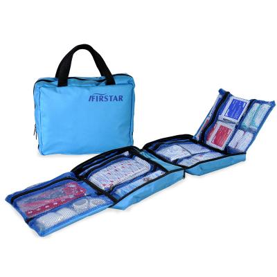 China Winter Large Camping First Aid Kit With Compartments Mesh Bag Handle 24x19x6.5cm for sale