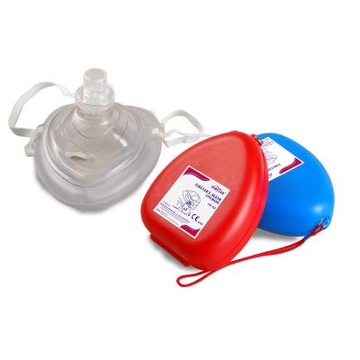 China Face CPR Resuscitation Mask On Child Adult Pocket Heart Shape Hard Case Wrist Strap Oxygen for sale