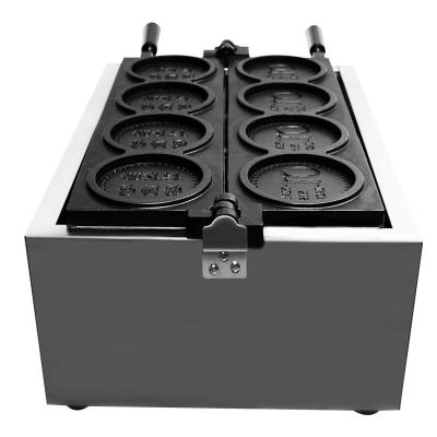 China 4pcs Coin Round Shape Commercial Waffle Maker Machine Snack Equipment zu verkaufen