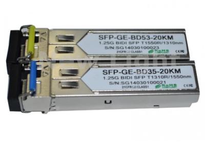 China 1G Single mode SFP BIDI transceiver 1.25G 1310nm / 1550nm 20km LC / SC DDM WDM SFP for sale