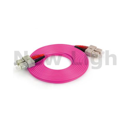 China SC - SC multi mode optical fiber patch cord duplex  red / black boot OM4 50/125 for sale