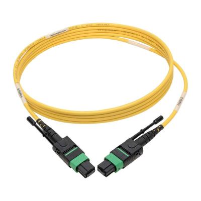 China 12 fiber pulling type female MPO MTP Single Mode APC Fiber Patch Cables for QSFP 40 / 100 Gb  for sale