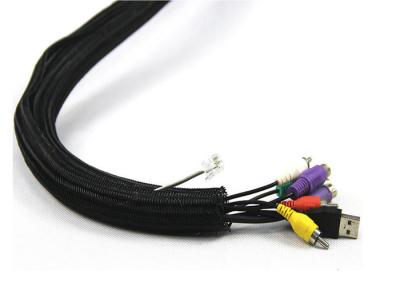 China Fireproof Protection Net Fiber Optic Tools Black PET / Nylon Flame Retardant Cable Sleeve for sale
