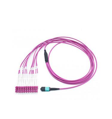 China LC MTP/MPO OM4 50/125 material con varios modos de funcionamiento del cable de fribra óptica de la base de la magenta 12 LSZH en venta