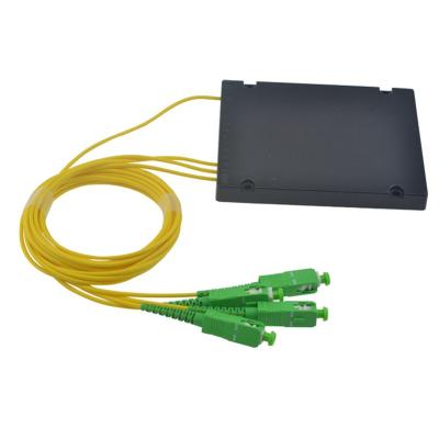 China ABS Box Fiber Optic Splitter FTTH Networking 1x3 1x4 PLC Type With SC Connector for sale