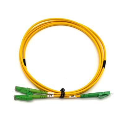China Yellow Outjacket E2000 Patch Cord Fiber Optic APC Metal Cap Connector SM DX PVC Indoor for sale