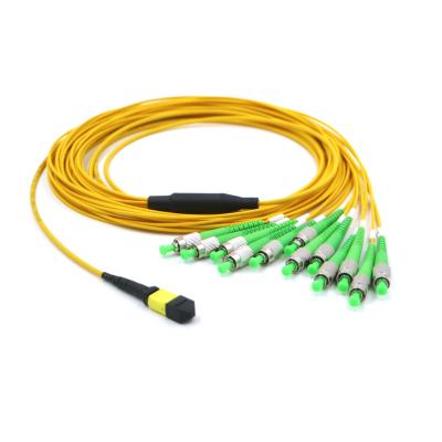 China 12F Low Insertion Loss MPO MTP Cable Female - ST APC Fiber Connector Breakout Cable for sale
