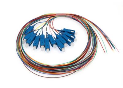 China Custom Fiber Optic Pigtail SC / E2000 / FC / ST Connector 0.9mm 12 Colors Cable for sale