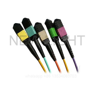 China MM SM MPO To 4 Duplex LC Breakout Cable Low Loss 0.35dB & Standard Loss 0.60dB for sale