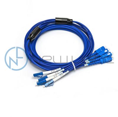 China 4 Fibers LC SC 2.0 Branch 0.5 Meter Fiber Optic Patch Cable for sale