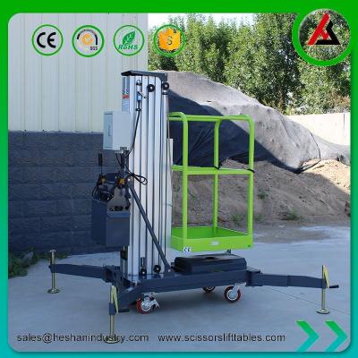 China Vertical Aluminum Mast Lift Table Hydraulic Single Man Electric Lift for sale