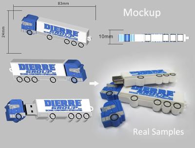 중국 제 2 트럭 모양에 의하여 주문을 받아서 만들어지는 USB 섬광 드라이브 클라이언트의 로고 4GB 8GB 판매용