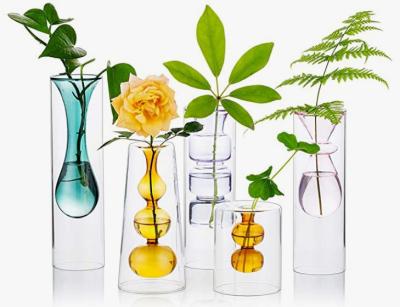 China High Borosilicate Double Wall Glass Vase For Weddings Events Parties for sale