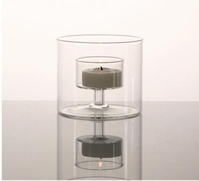 中国 高いホウケイ酸ガラスのコップの蝋燭ホールダーは防風の設計を取り除く 販売のため