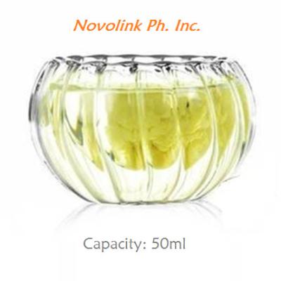 中国 High Borolicate Double Wall Glass Cup 50ml Lotus Pattern For Cold And Hot Drinks 販売のため