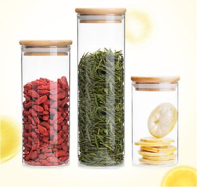 China 300ml 450ml 550ml Round Glass Storage Jars For Grains Noodles Nuts for sale
