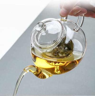 China 600ml Borosilicate Tea Kettle With Removable Stainless Steel Infuser for sale