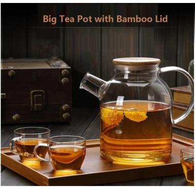 China Tranparent Borosilicate Glasswares 1200ml Teapot 100ml Cup Gift Set for sale