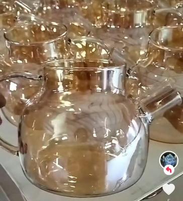 Китай Гальванизировать золотой высокий чайник боросиликатного стекла с SS Infuser продается