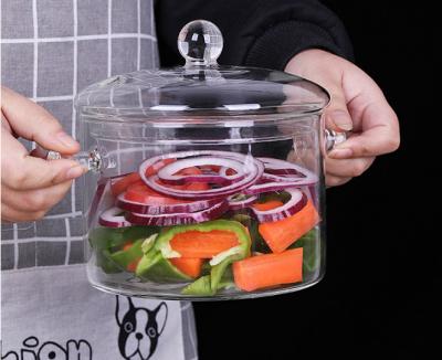 China 1500ML Hi Borosilicate Glass Steamer Pot Salad Soup Bowl Dinnerware Food Grade Lead Free for sale