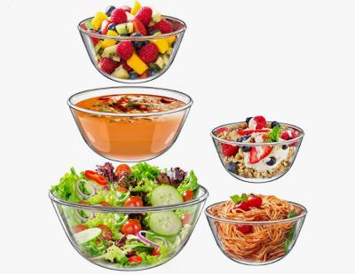 China Novolink Hi Borosilicate Glass Clear Glass Soup Bowls Transparent Mixing Set for sale