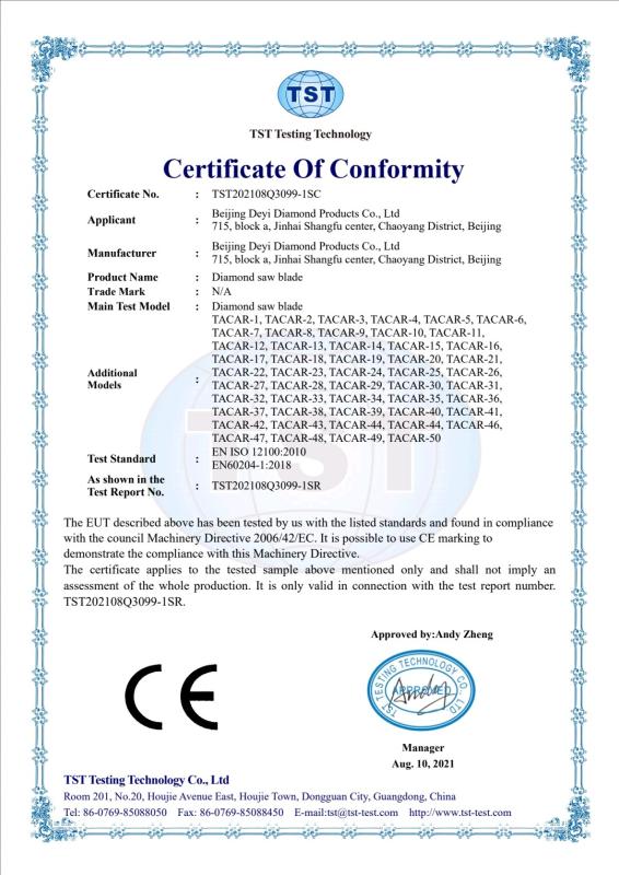 CE - Beijing Deyi Diamond Products Co., Ltd.