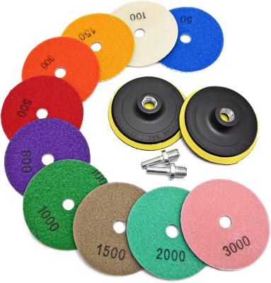 China 13 Packs 4 Inch Diamond Polishing Pad 1500 Grit For Marble for sale