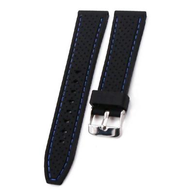 China RoHS 22mm Black Silicone Watch Strap 29g Flat Soft Silicone Watch Strap for sale