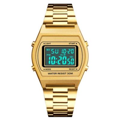 China Gold 39*34mm Waterproof Electronic Watch Led Digital Waterproof Watch Chronograph for sale