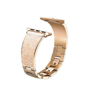 China Portable Replacement 38mm 40mm 42mm Smartwatch Metal Strap Diamond Embedded for sale
