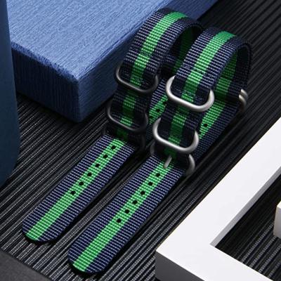 China Waterproof Black 24mm Watch Band Strap ODM 22mm Watch Strap Nylon SS Buckle for sale