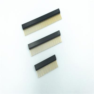 China 2.54mm Pitch Vertical Female Header Long Pins High Temperature Dielectric for sale