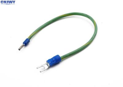 China Copper Connector Custom Wiring Harness Green / Yellow Color With Spade Terminal for sale