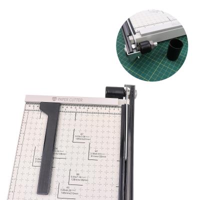 China 12 Sheets Cutting Capacity Mini Manual Guillotine A4 Paper Cutter with Layering in White for sale