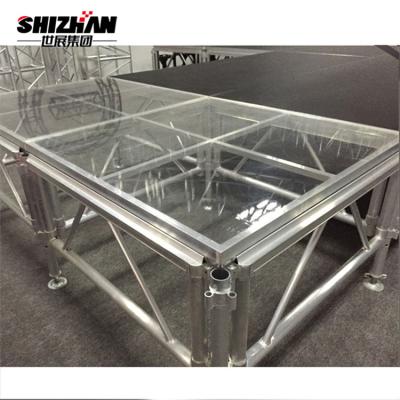 China Acrylic Wedding Decor Event Transparent Swimming Pool Stage Glass Platform for sale