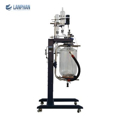 China 20L Dual Jacket Lab Glass Reactor Distillation Pharmaceutical Kettle Corrosion Resistant for sale