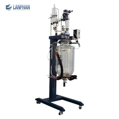 China Big 50l Glass Reactor Jacketed Laboratory Lifting Reactor Vessel for sale