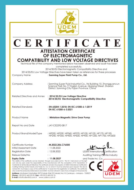 EU CE certification - Shanghai Super-Fluid Co., ltd