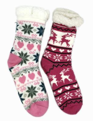 China Doppelschicht-Jacquardwebstuhl-weiche gemütliche Socken-Schneeflocken-Damen-Innensocken zu verkaufen