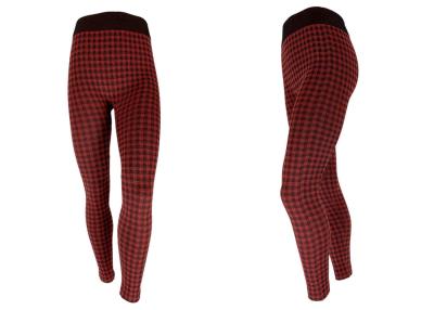 China Black And Red Check Womens Fleece Lined Leggings For Winter Working Suit for sale