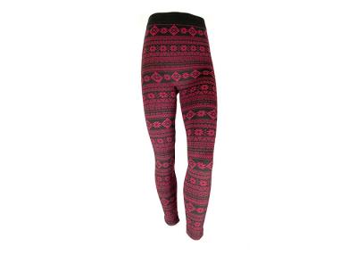 China Snowflake Burgundy Black Color Womens Fleece Lined Leggings 97 Polyester 3 Spandex for sale