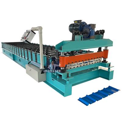 China 0.3-0.8mm 6 Ribs Color Steel Metal Roof Roll Forming Machine Customized for sale