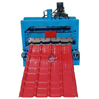 China Manual Decoiler 1000mm Step Tile Roll Forming Machine PLC Control for sale