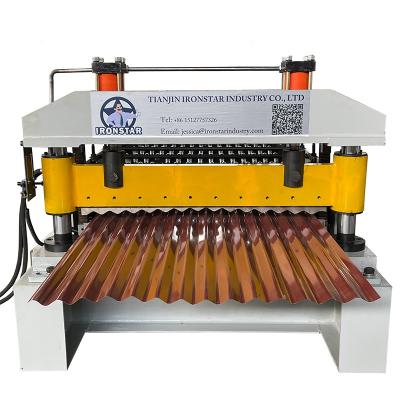 China Customized 0.3-0.8mm 850mm Corrugated Metal Roof Panel Roll Forming Machine Roof Sheet Making Machine for Chile for sale