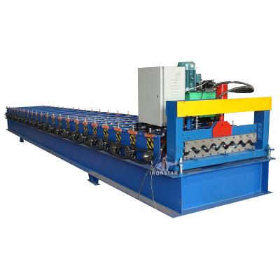 China 836mm PPGI Corrugated Roof Sheet Roll Forming Machine With Manual Decoiler for sale